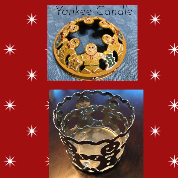 2007 YANKEE CANDLE 🕯ILLUMA LID GINGERBREAD 🕯JAR TOPPER, & SLAKIN CANDLE HOLDER
